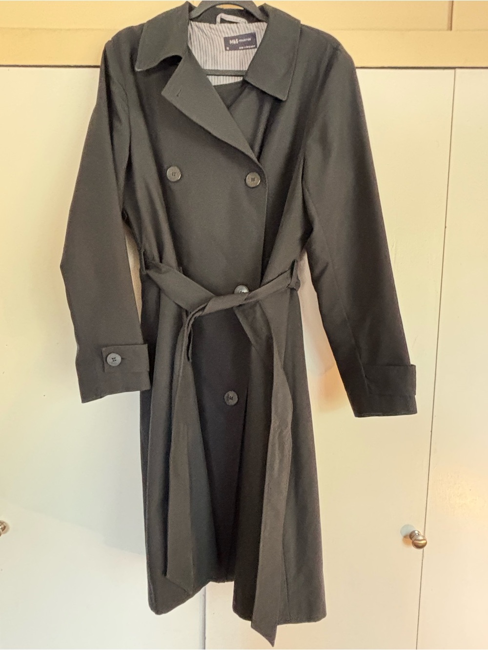 Women's Black Double-Breasted Trench Coat